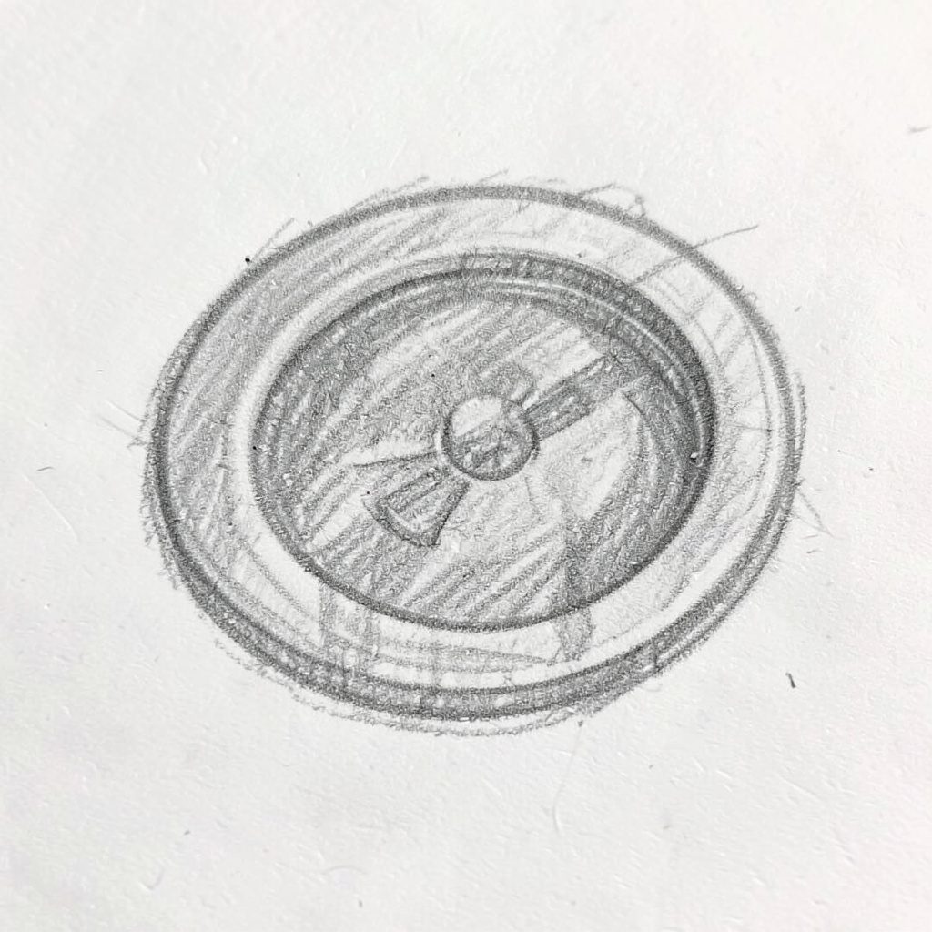 Round icon showing colorful flower shapes and size markers on a dark green background